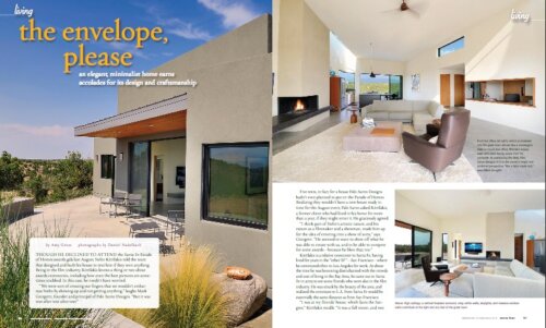 A magazine spread showcasing a contemporary home designed by a home designer.