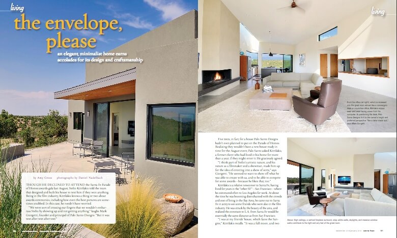 A magazine spread showcasing a contemporary home designed by a home designer.