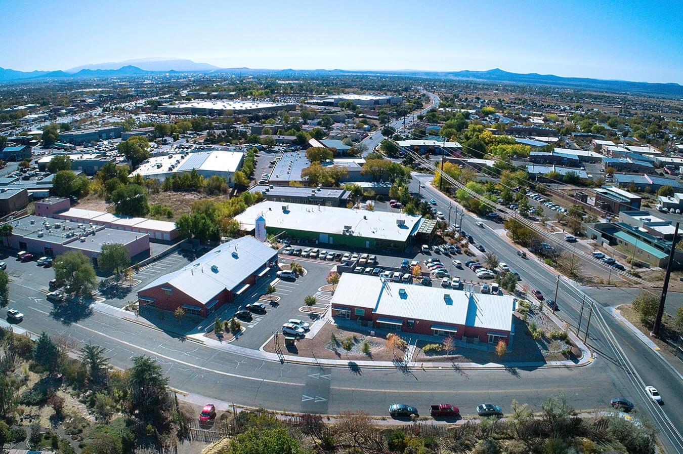 Aerial View of Santa Fe, Arizona town with home builders and contractors.